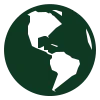 Green and white stylized globe icon representing Earth
