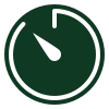 Green circular timer or clock icon with white pointer