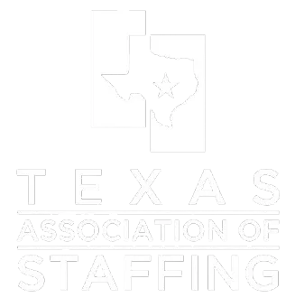 Texas Association of Staffing logo in white outline on light background