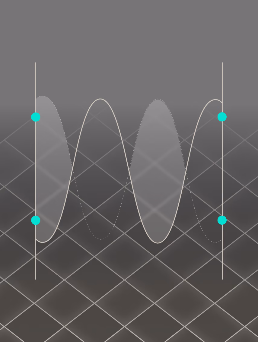 Abstract illustration of sine waves with control points on a grid, representing AI model tuning