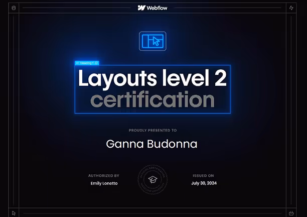 Webflow Layouts-2 certificate