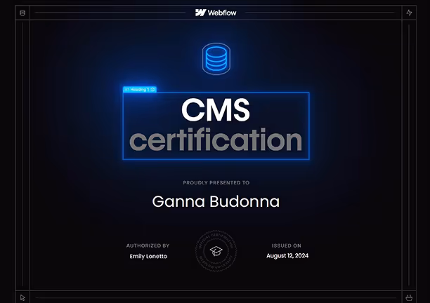 Webflow CMS certificate