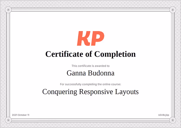 Conquering Responsive Layouts certificate