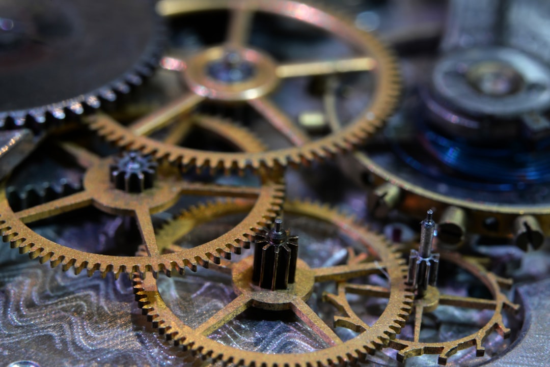 Closeup of interlocking gears