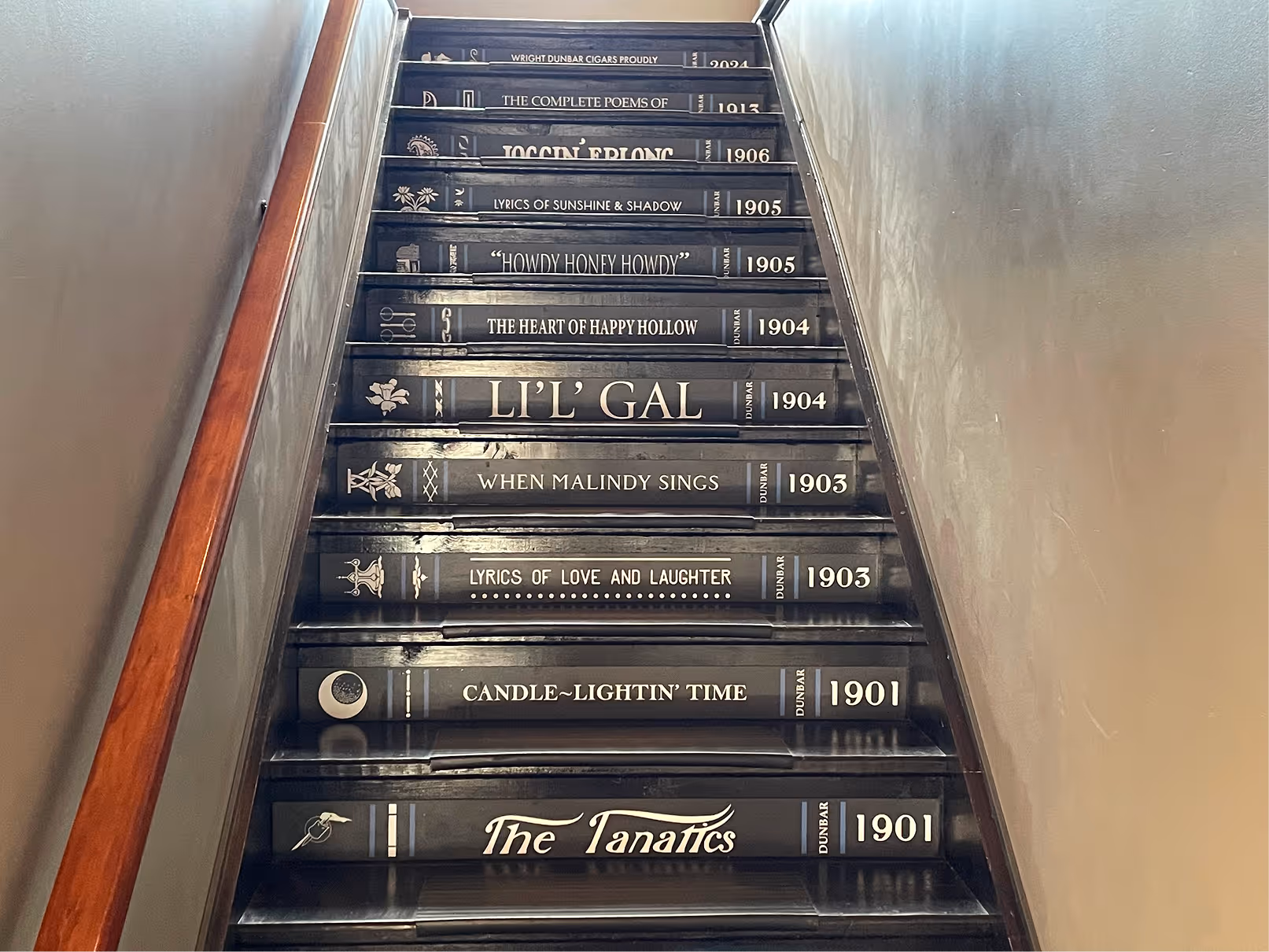 Steps at WDC with cigar brands on the face of each step
