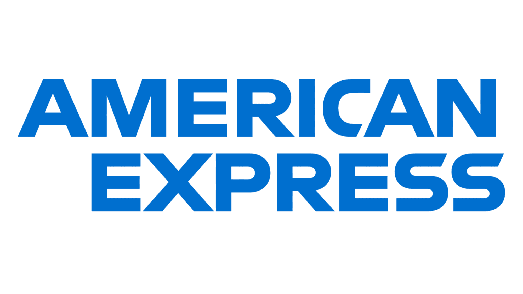 American Express logo in bold blue letters.