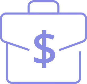 Icon of a briefcase with a dollar sign representing business or finance.