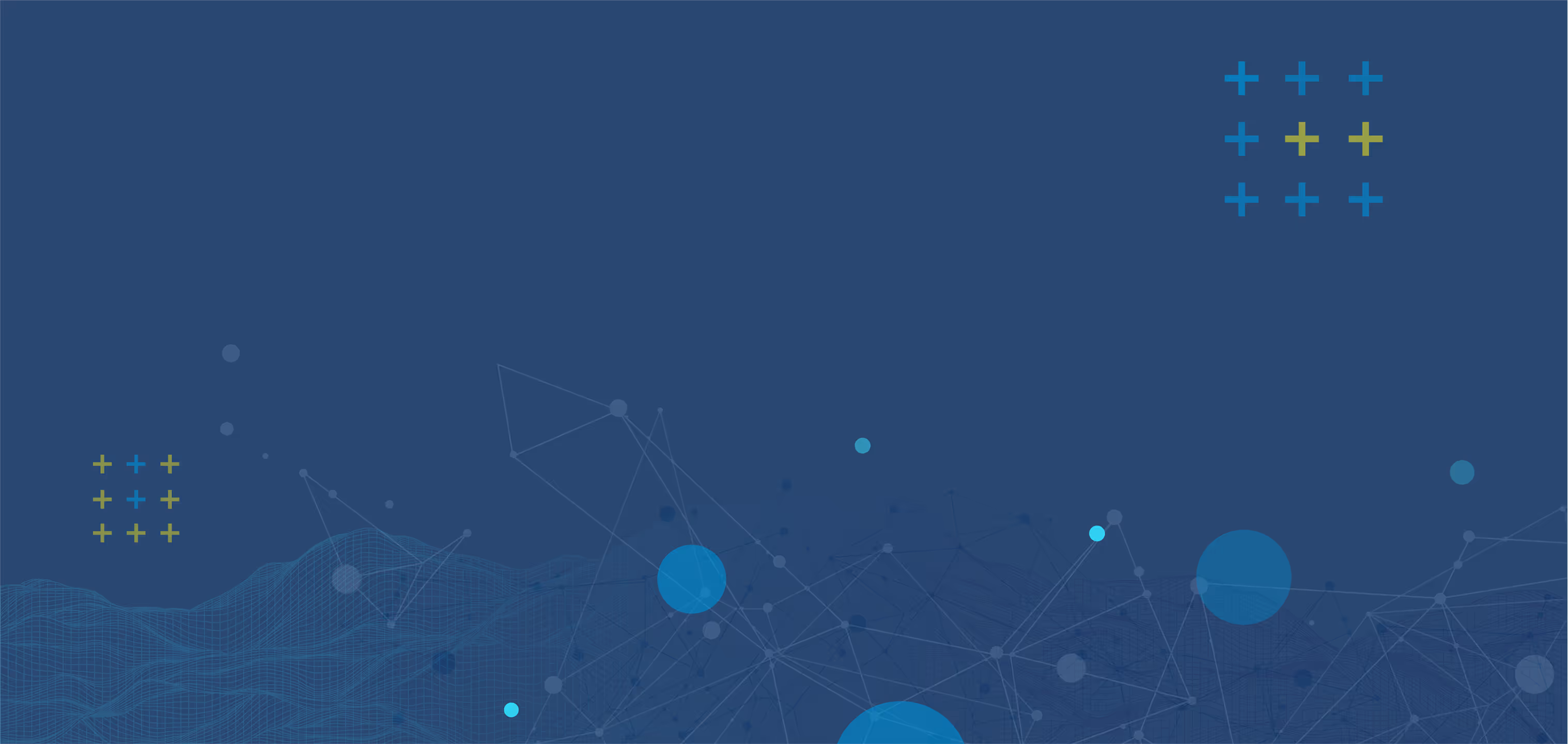 Background with tech landscape and plus symbols
