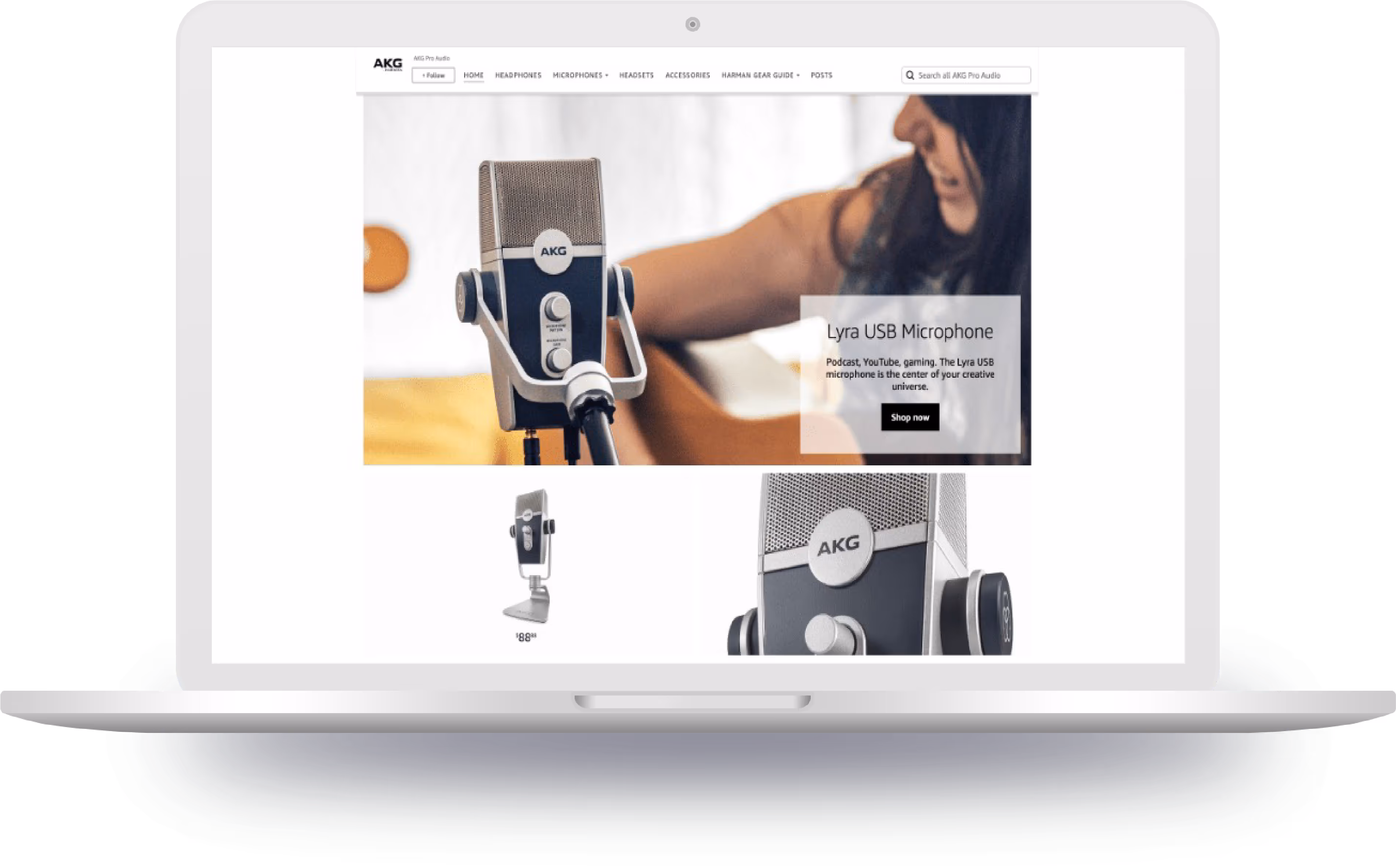 Open laptop with image of website on the screen