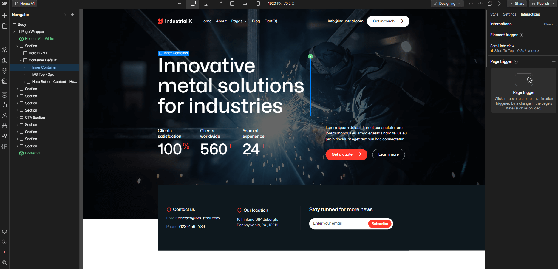 Animations - Industrial X Webflow Template