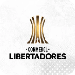 CONMEBOL Libertadores trophy logo with gold stylized cup on white textured background.