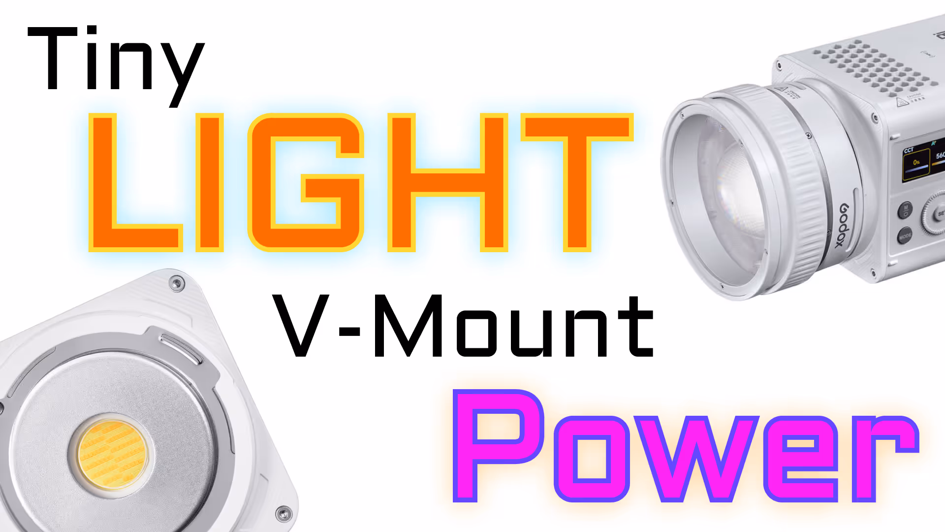 We observe the Godox ML150Bi LED video light from the front and side against a white backdrop.
