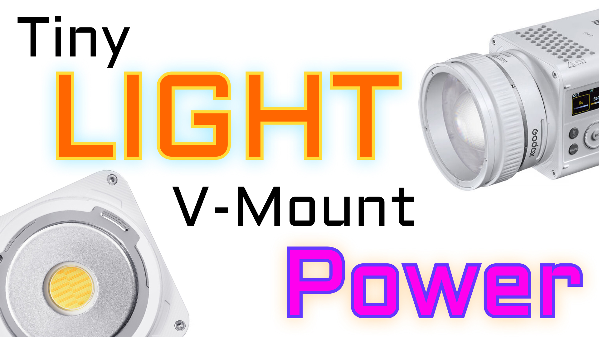 We observe the Godox ML150Bi LED video light from the front and side against a white backdrop.