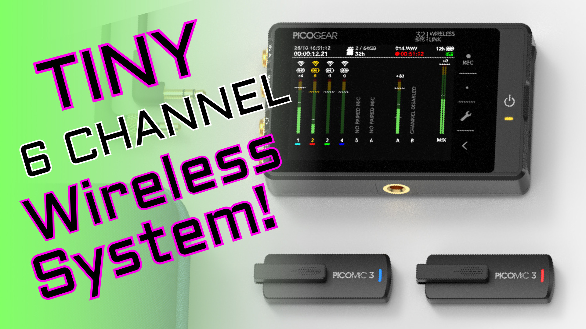 Image of PicoRecorder and two PicoMic 3 Pro transmitters