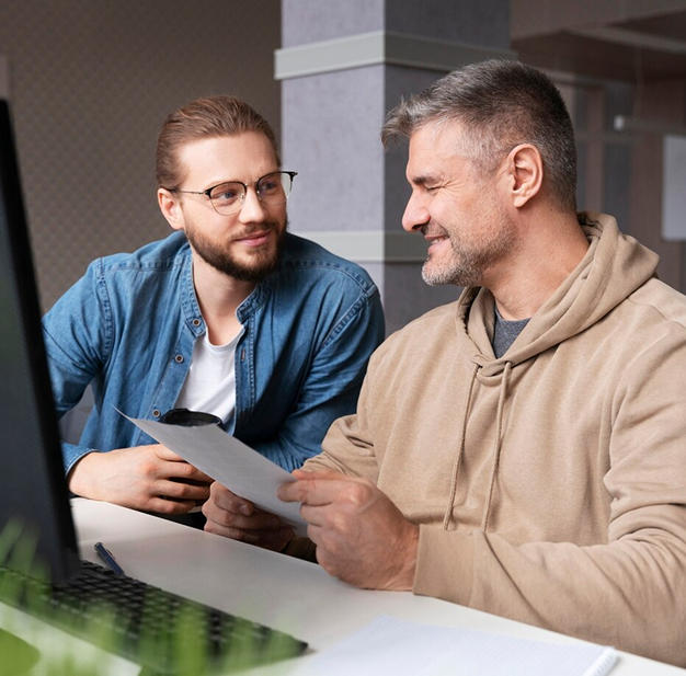 Two man discussing about the project
