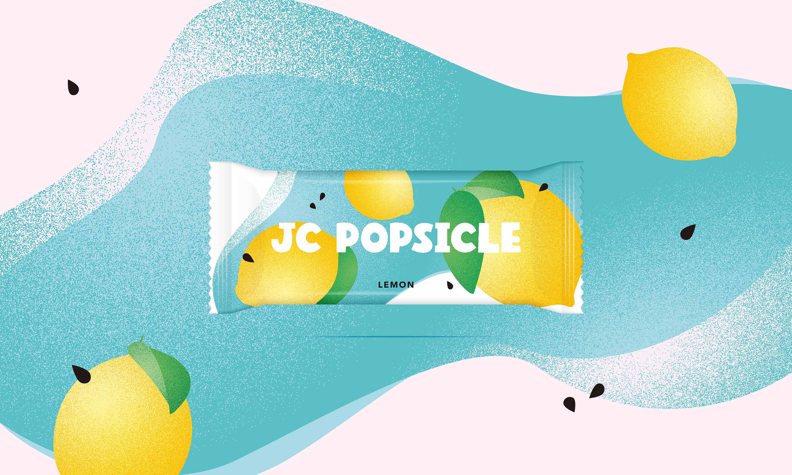 序設計為 JC POPSICLE 打造全新鮮果冰棒包裝設計。以天然果香與夏日沁涼為靈感，結合童趣幾何插畫與亮眼色彩，將葡萄、草莓與檸檬轉化為高識別度的視覺符號，傳遞純粹美好的冰品生活體驗。