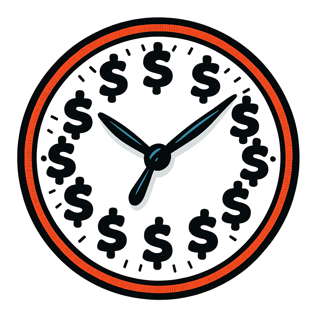 A clock with $ for the numbers.