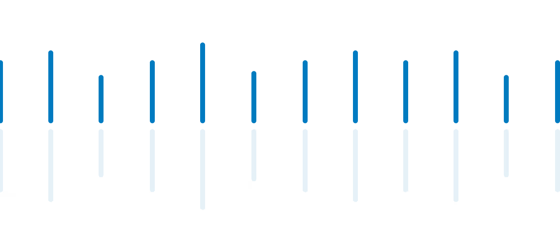 A row of blue bars on a green background.