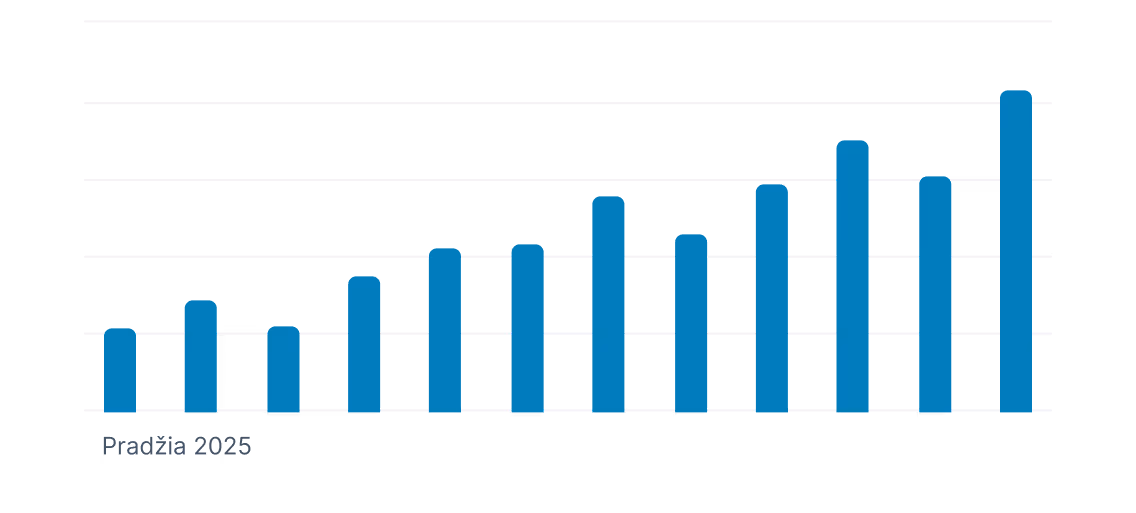 A blue and white graphic of a bar graph.
