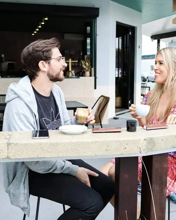 Friends chatting over coffee
