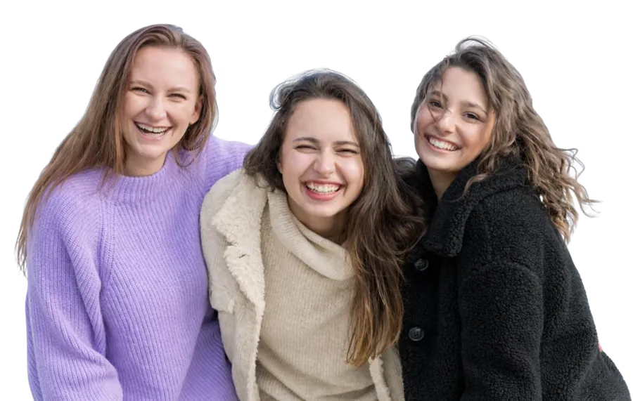 Three smiling community members