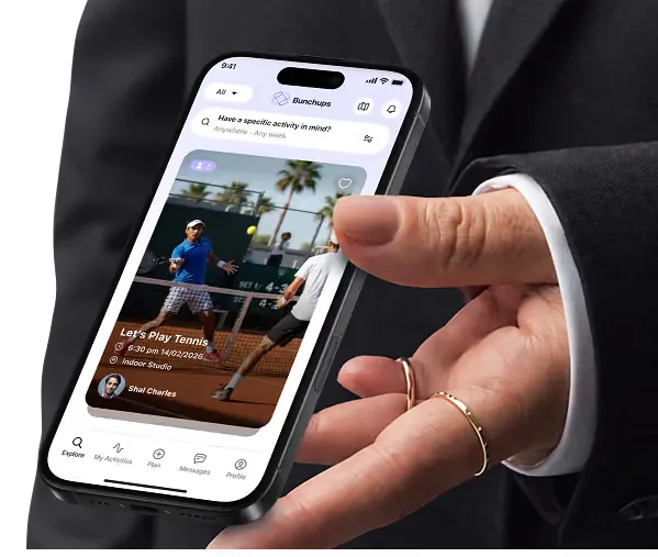 A tennis activity listing inside a branded portal