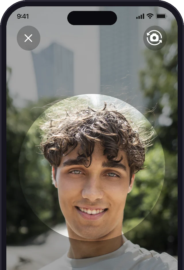Bunchups app selfie verification screen