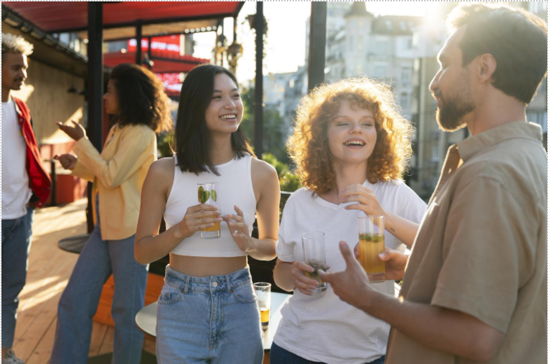 People socialising at a free community event, building connections through local activities
