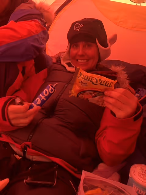 Nia celebrating her birthday in a tent!