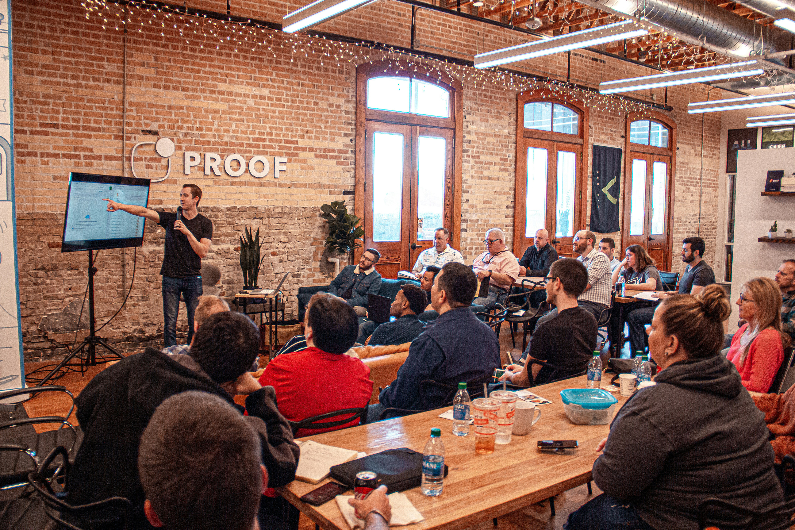 Brand and start up talking at an event about SEO & Paid Ads strategy