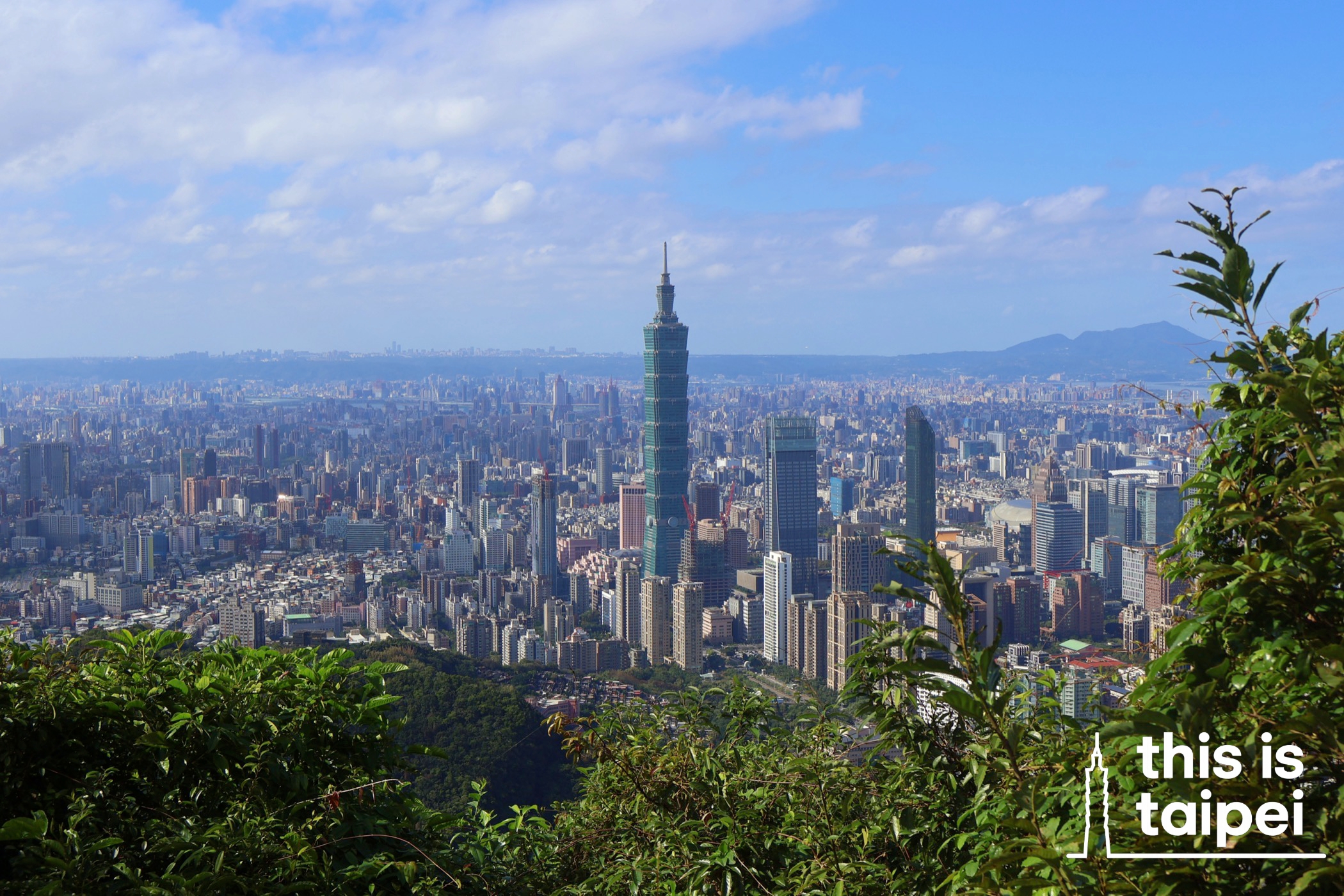 Taipei 101 and the city as seen from the Nangang mountain range. (Photo by KB, January 2026 / © This Is Taipei)