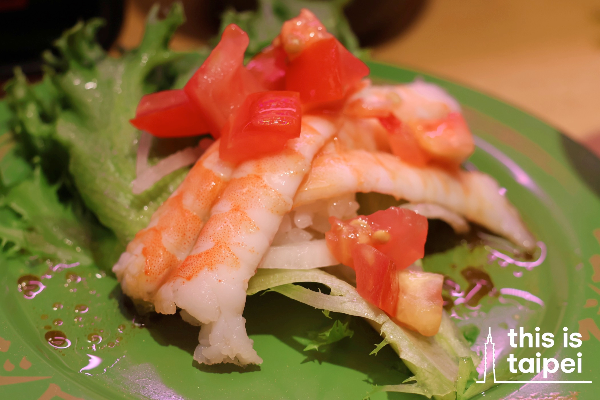 Shrimp Salad from Sushiro in Zhongzheng District. (Photo by KB, August 2026 / © This Is Taipei)