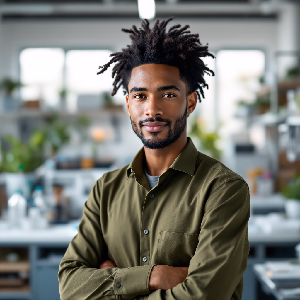 [headshot] image of customer giving a testimonial (for a ai biotech company)