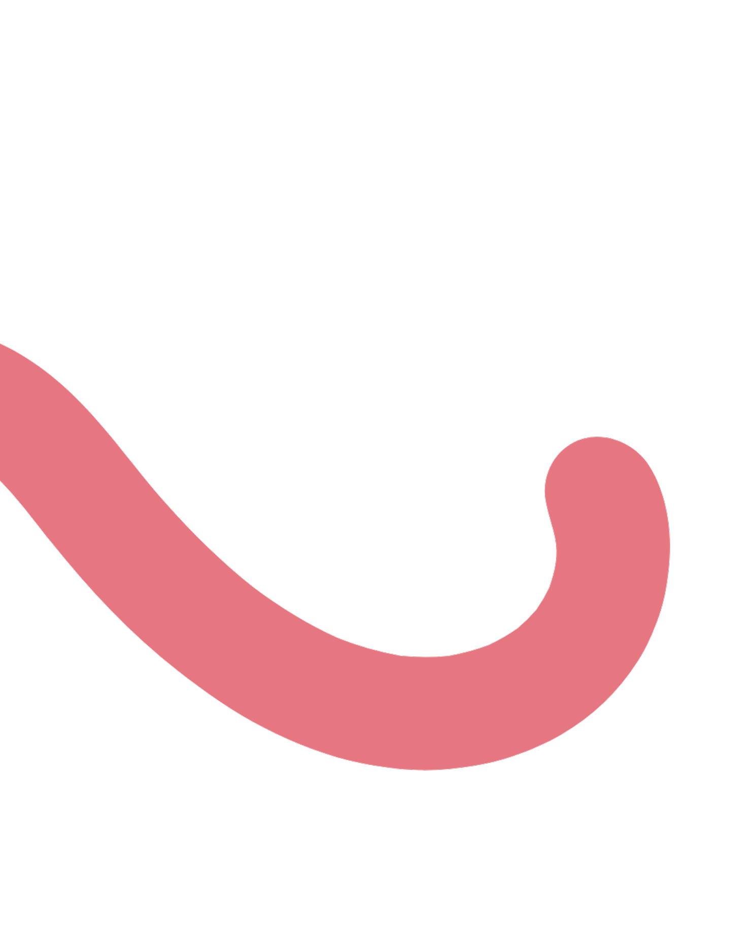 Thick curved red line on a black background, resembling a stylized flick or brushstroke.