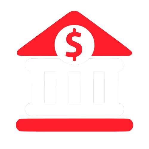 Bank institution icon with dollar sign

