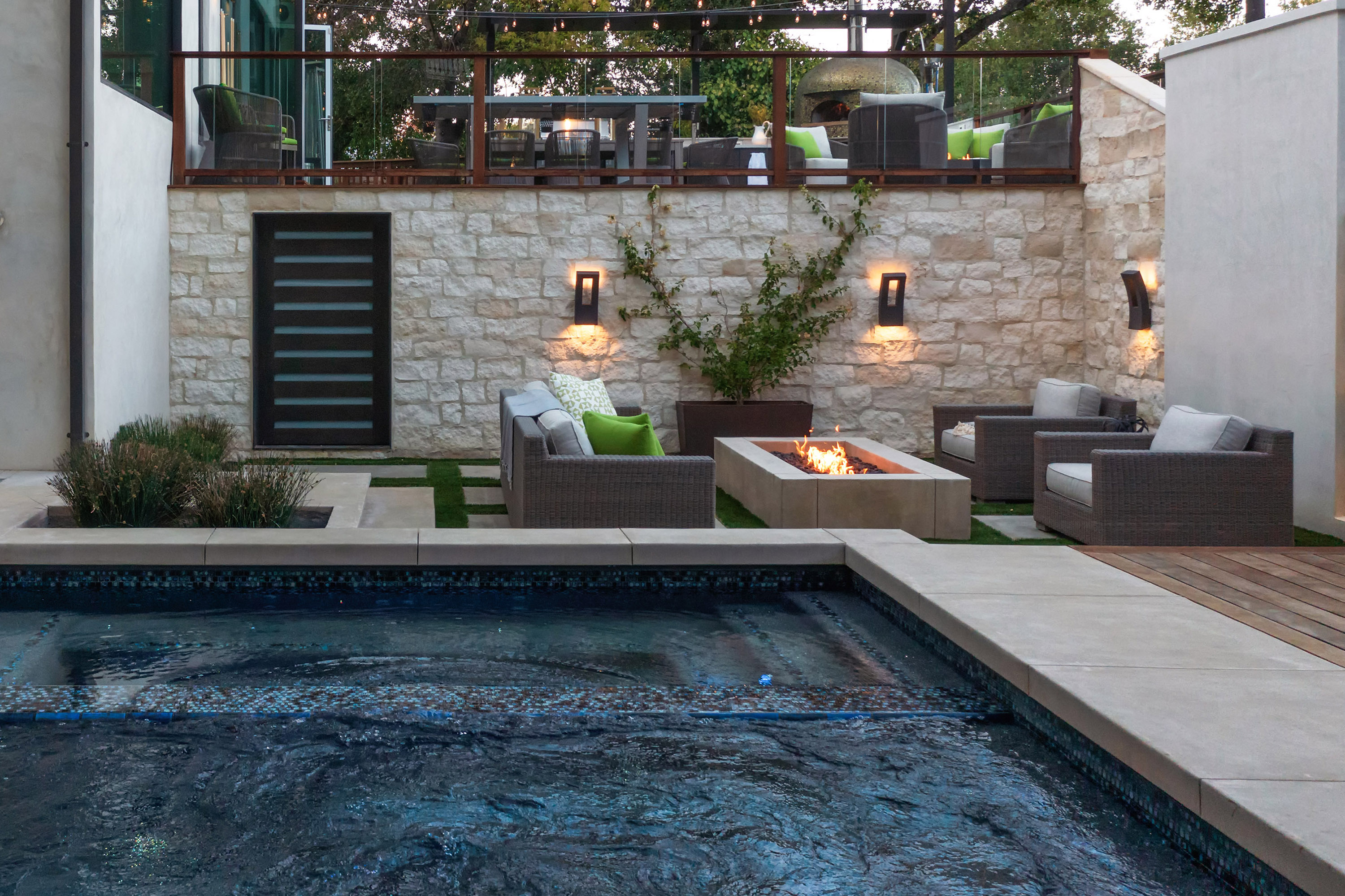 pool and sitting area