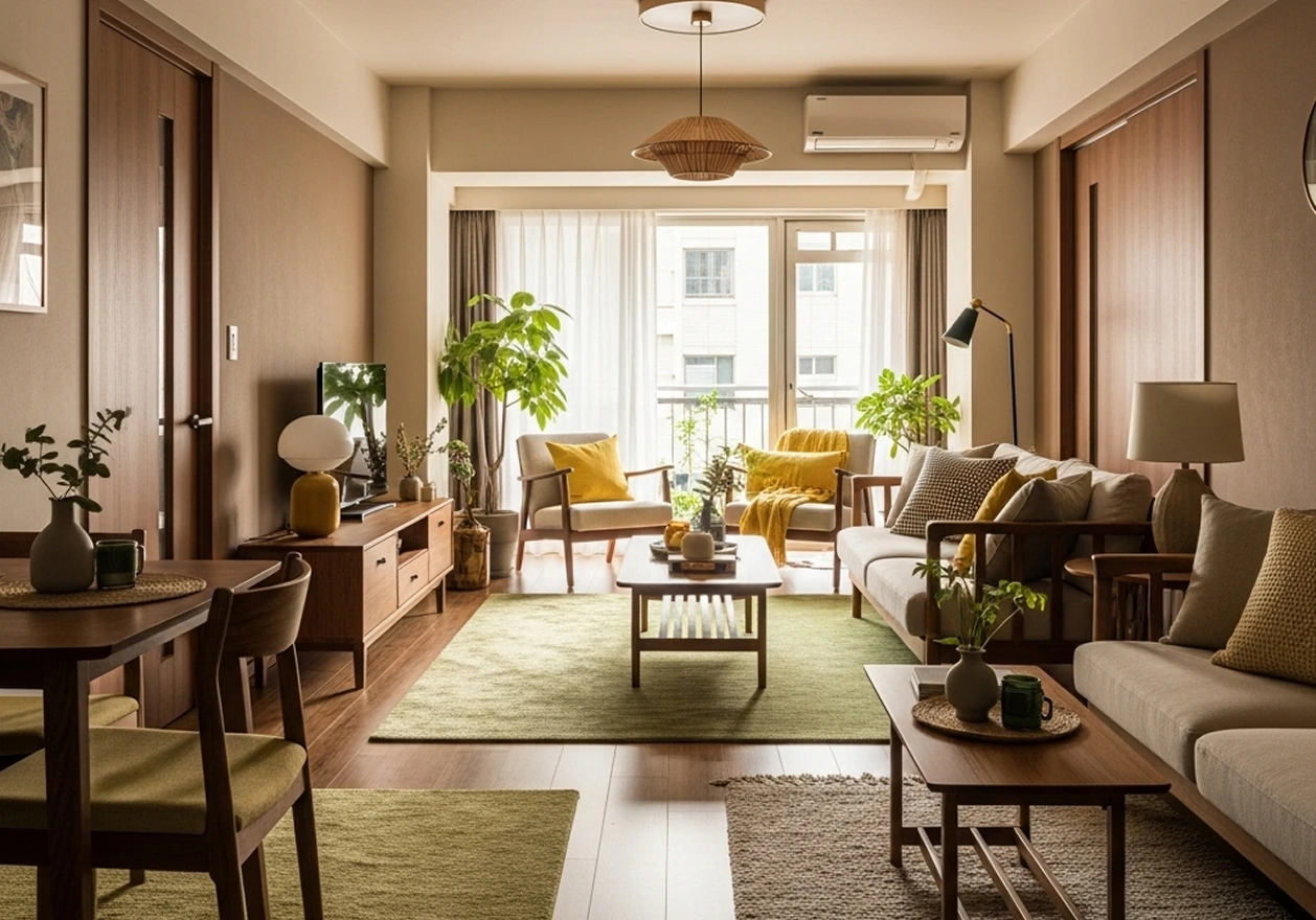 very tidy and positive living room