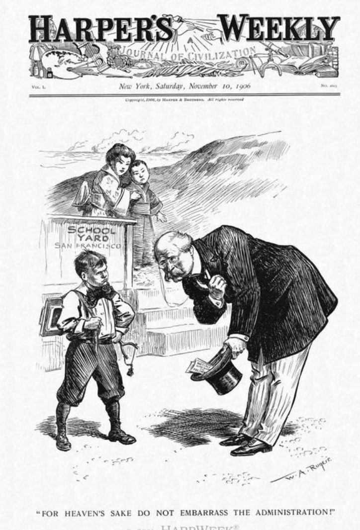 Image: Harper's Weekly cartoon regarding the Gentlemen's Agreement between the U.S. and Japan