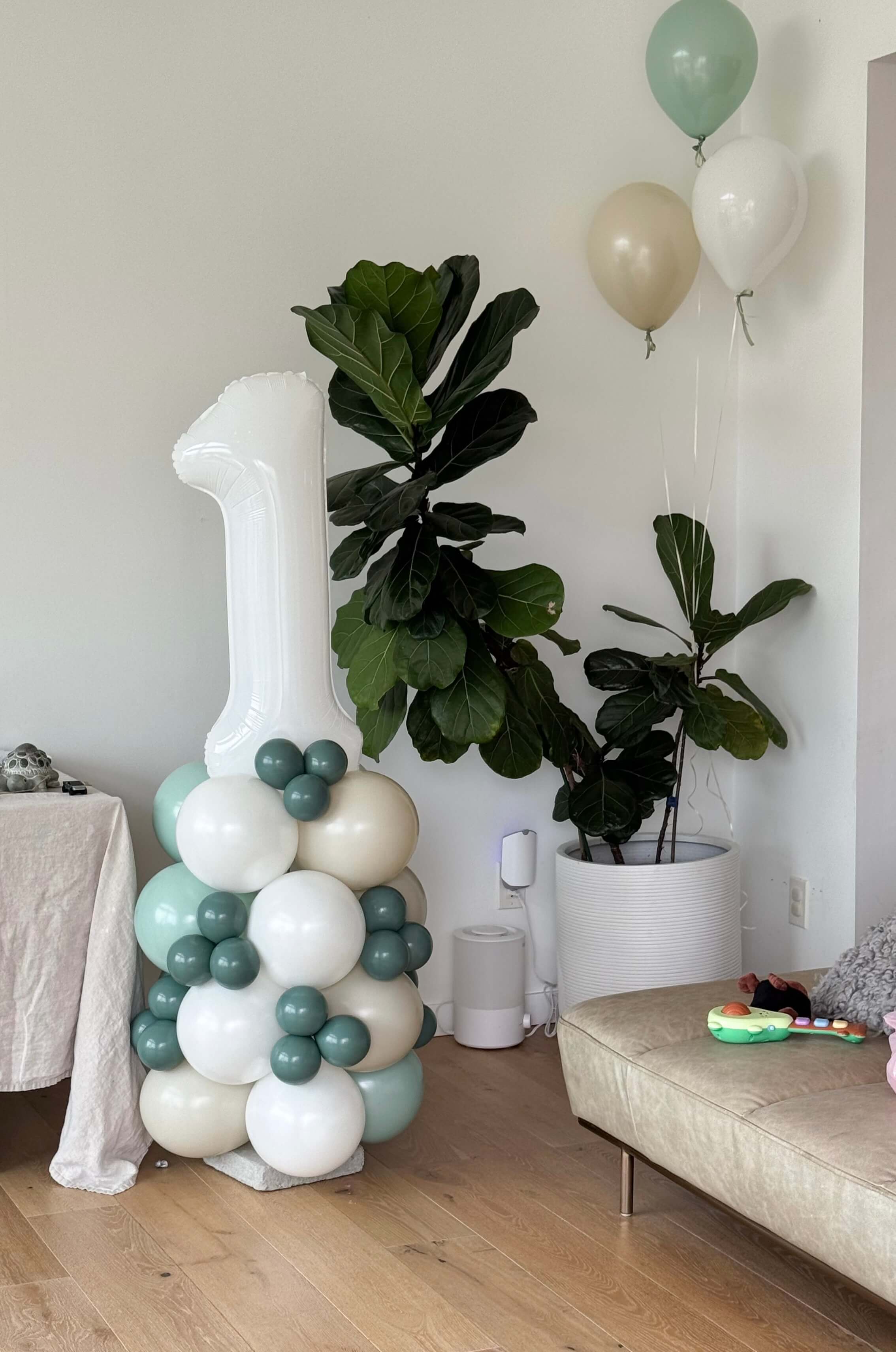 modern birthday party setup