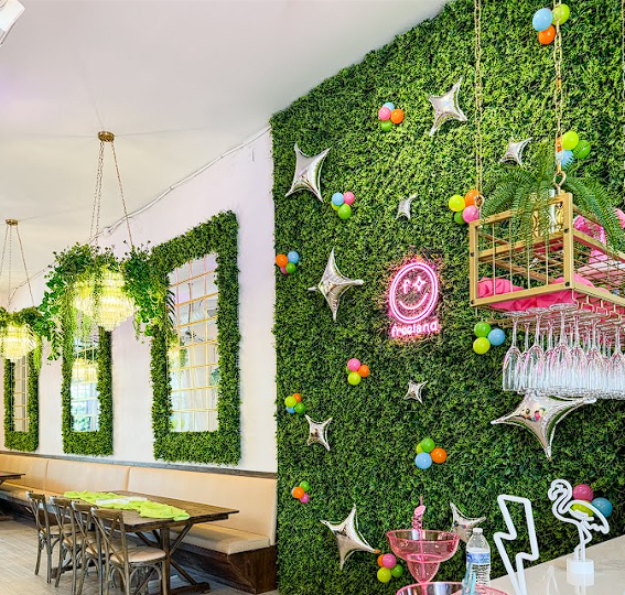modern birthday party setup