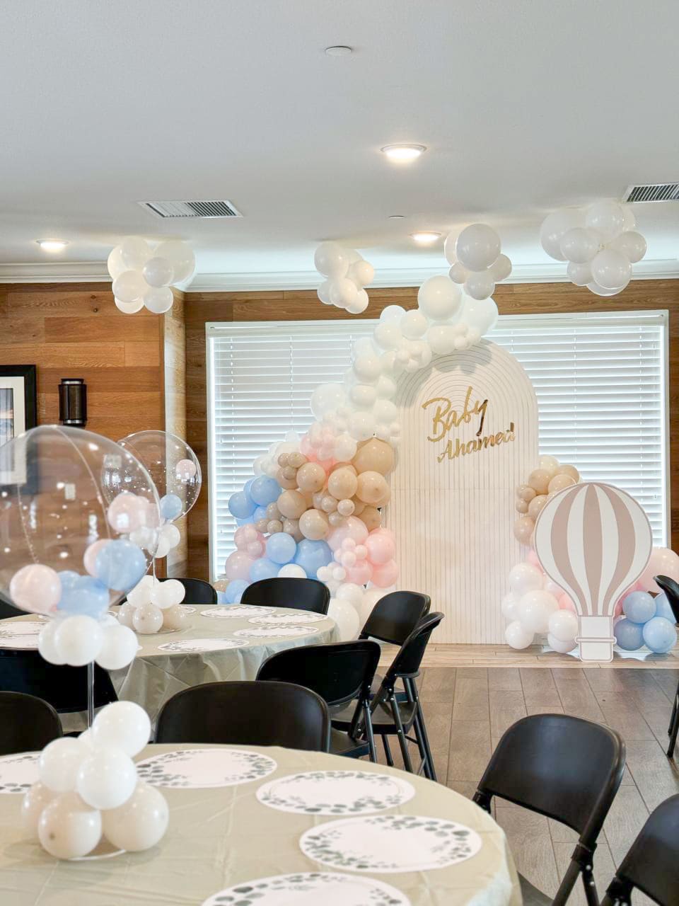 modern birthday party setup