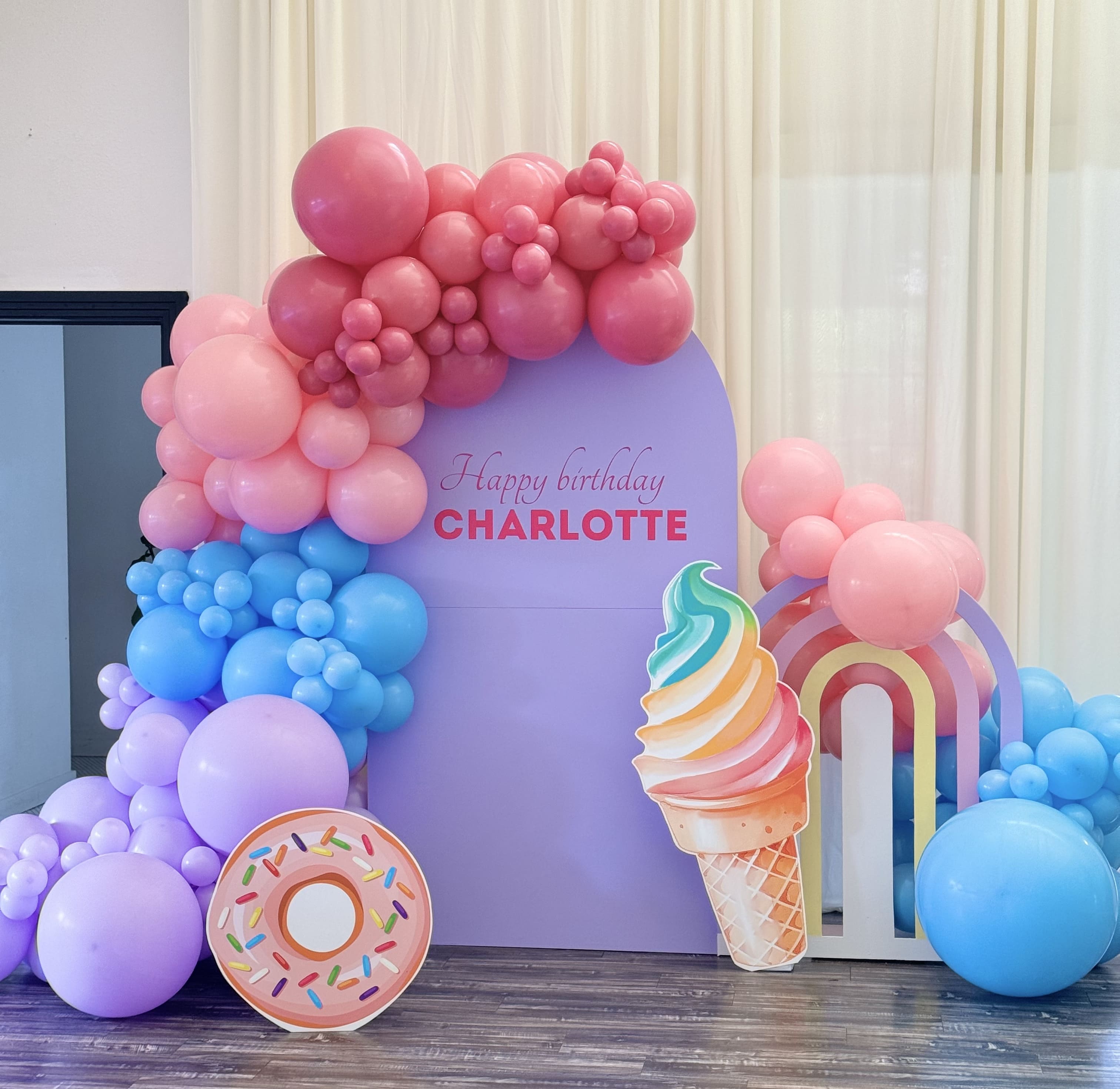 modern birthday party setup