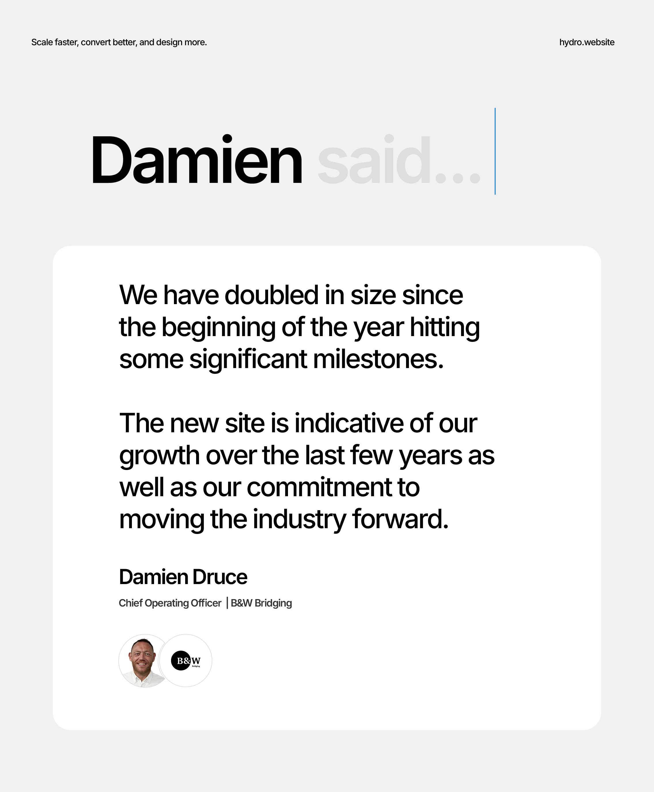 hydro website client review