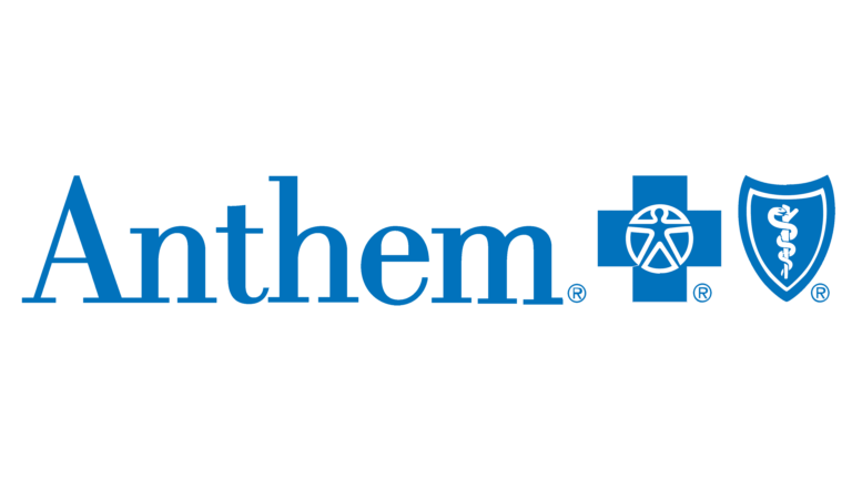 Anthem health insurance company logo in blue and white