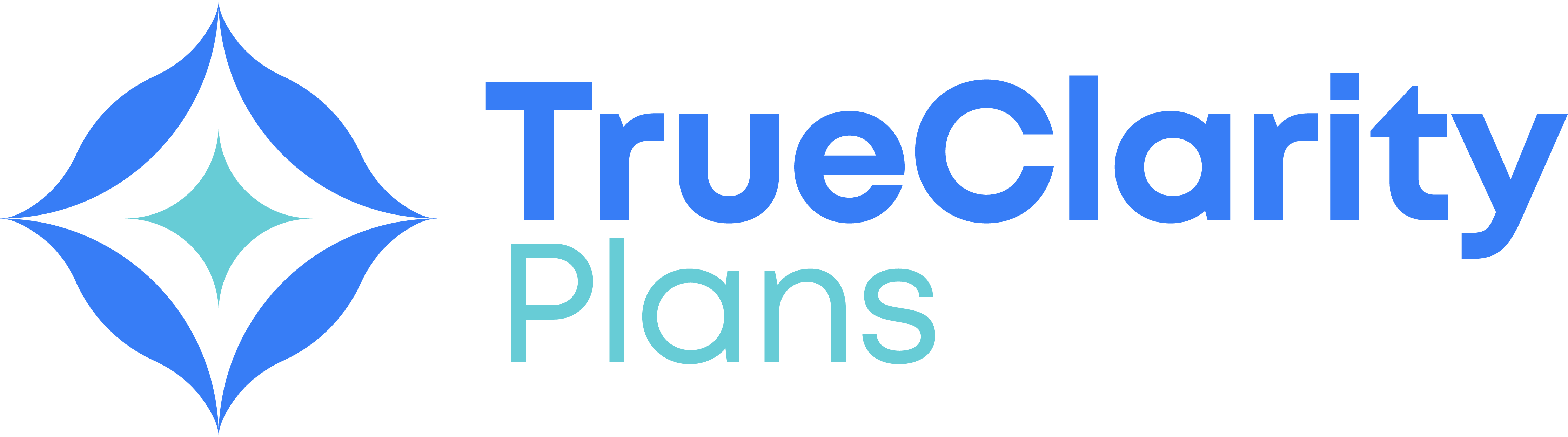 TrueClarity Plans logo with blue and teal geometric star-like symbol