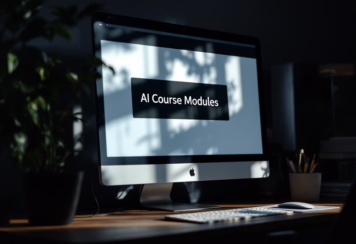 image of ai course modules on screen