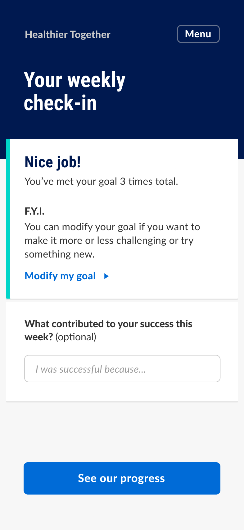 A design for a mobile app for reducing the risk of cancer by making small changes.