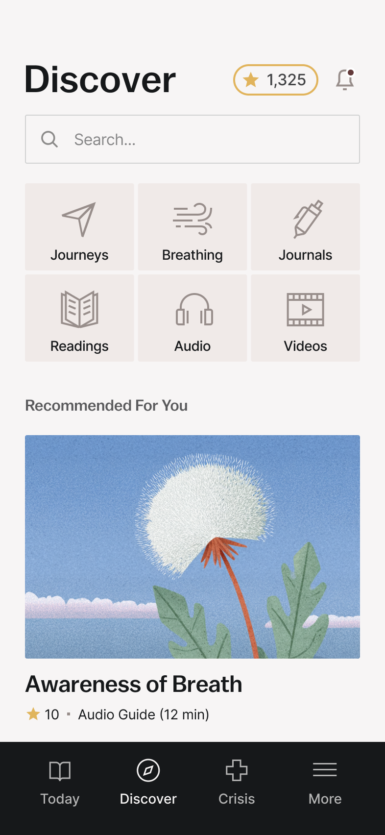 A mobile app design for an app to manage your mental wellbeing. 