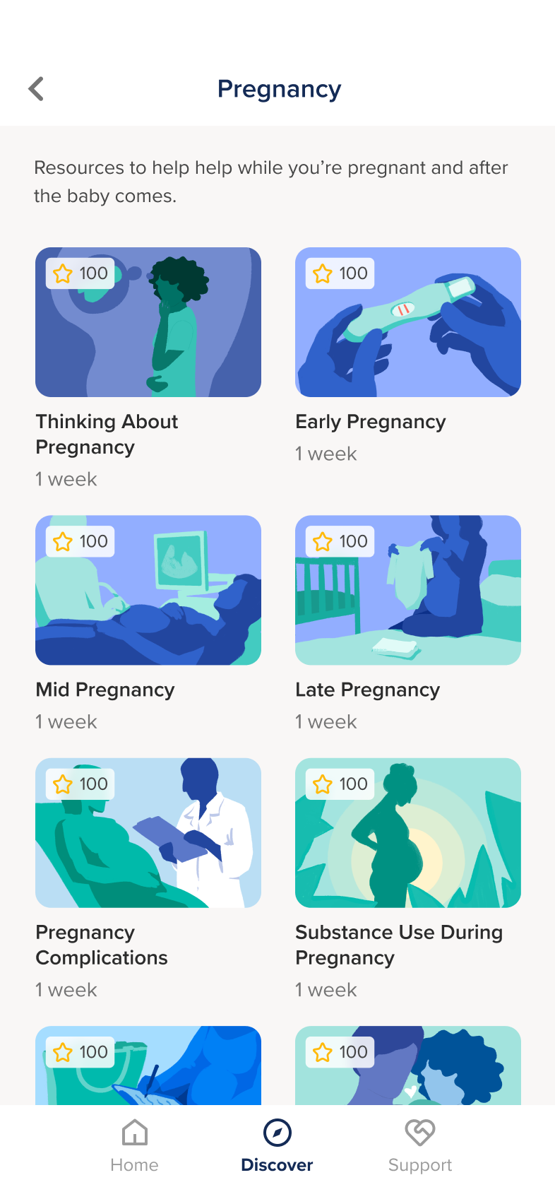 A design mockup showing a mobile app providing content about pregnancy.