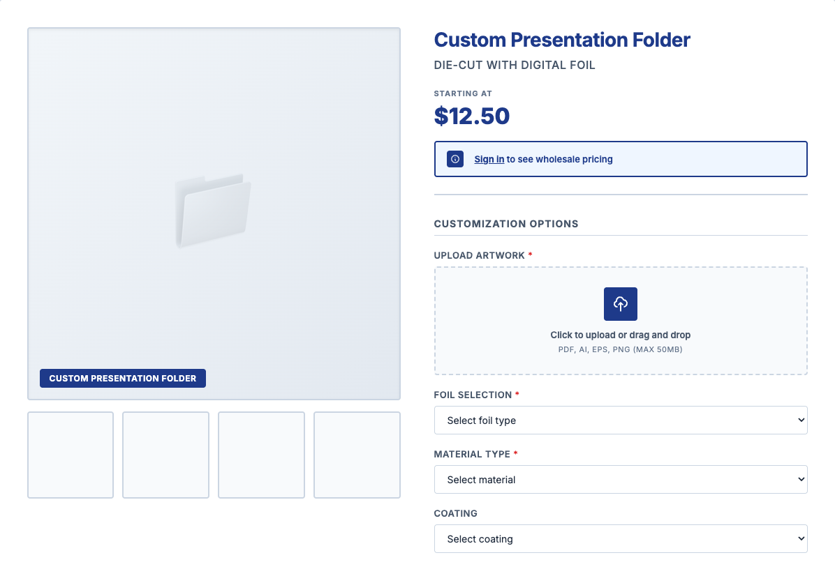 Sample Product detail page for Stationery Manufacturers or Wholesale in Shopify